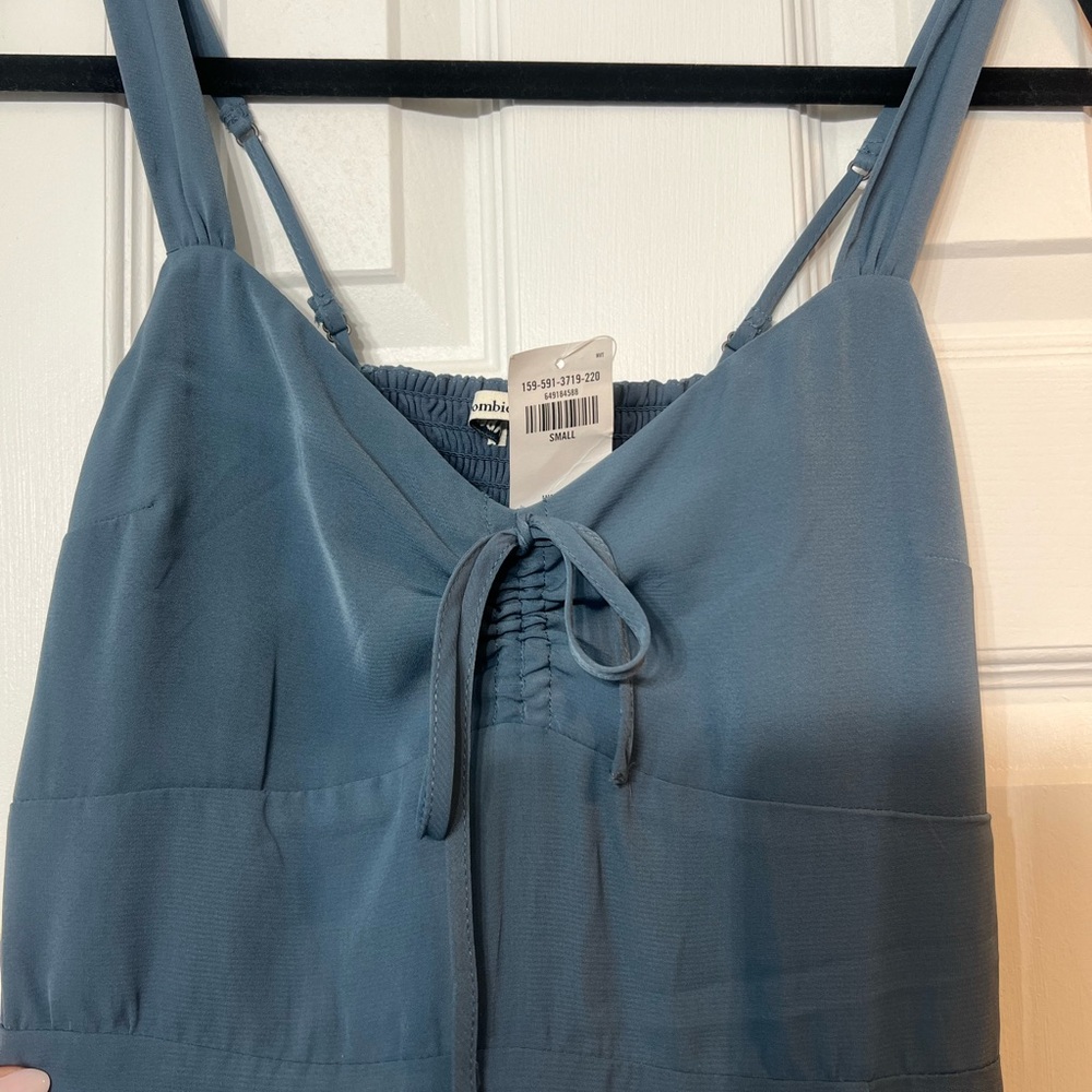 Abercrombie & Fitch: Blue Midi Dress w/ Slit & Adjustable Straps